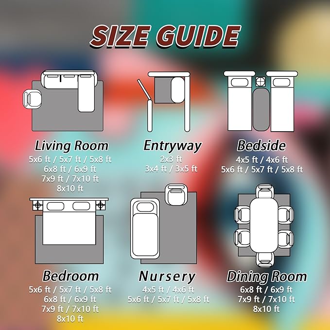 Abstract Rugs for Living Room 8x10 - Abstract Rug, 4x5 Rug, Geometric Multicolor Pop Art Area Rug, Colorful Funky Artistic Carpet, Washable & Non Slip & Soft Large Rugs, Home Decor Gifts