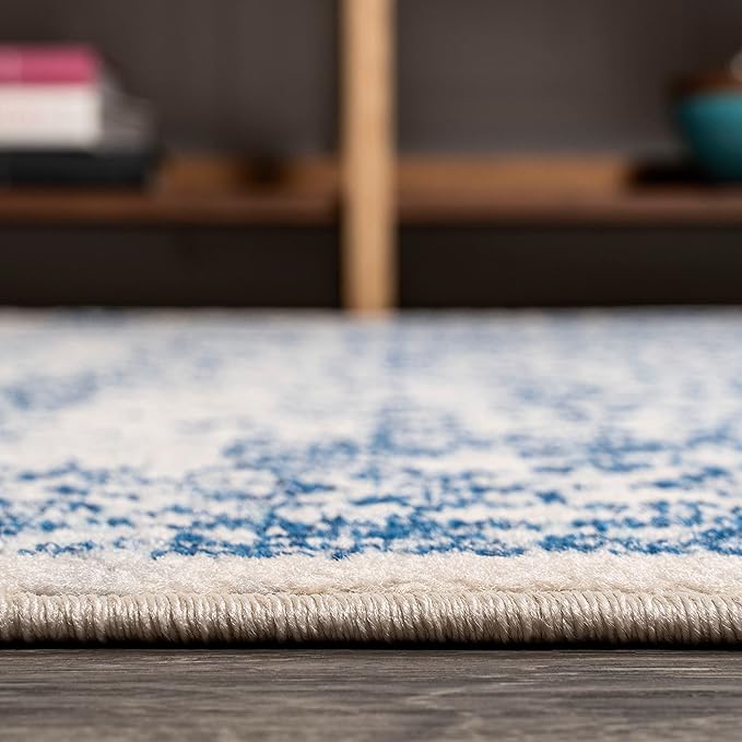 JONATHAN Y Bohemian Ferro Filigree Cream/Blue Runner Rug, 2x8, Vintage, Casual, Transitional, Easy-Cleaning for Living Room, Bedroom, Kitchen, Pet Friendly, Non-Shedding (BMF108A-28)