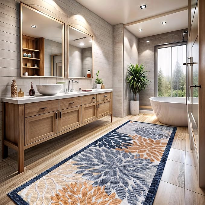 CAMILSON Runner Outdoor Rugs Oriental Retro Traditional Floral Medallion Area Rug 2x10 Non-Shedding Stain Resistant Indoor Carpet for Bathroom Hallway Kitchen Office (2 x 10 / Multi Color)