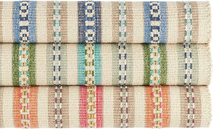 Dash & Albert x Kit Kemp Long Slade Teal Handwoven Cotton Rug, 9 X 12 Feet, Multi Stripe Pattern - Premium Luxury Hotel Quality Soft Breathable Hypoallergenic Machine Washable Easy Care All Season