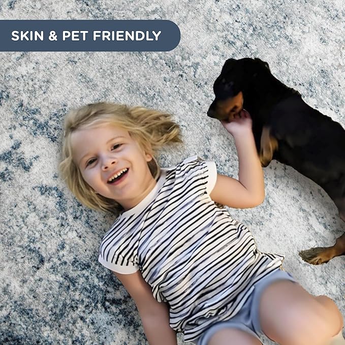 8x10 Washable Area Rug for Living Room, Non-Slip Soft Modern Abstract Large Carpet, Low Pile Neutral Rugs for Bedroom, Dining Room, Home Office, Dorm, Indoor Decor, Navy Blue