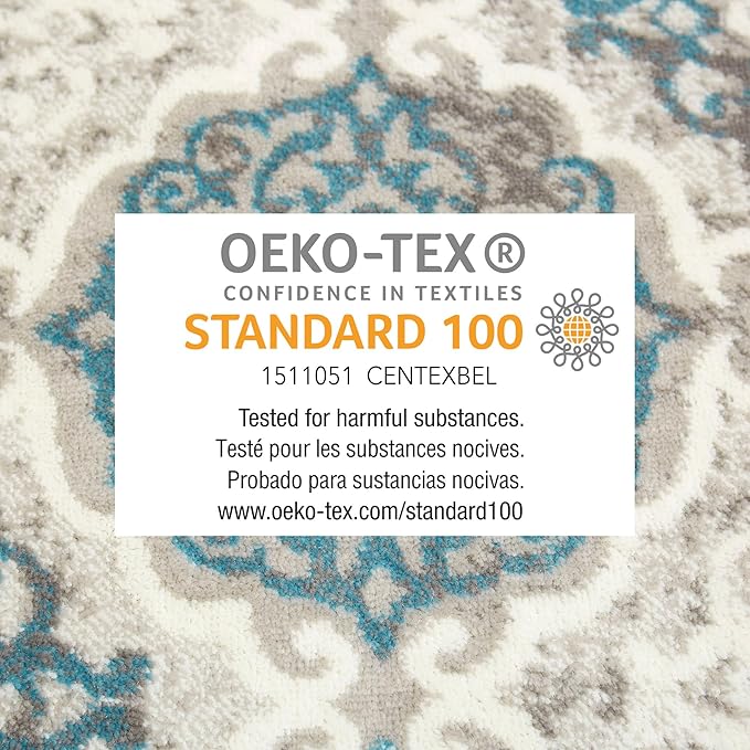 Home Dynamix Boho Celeste Transitional Damask Area Rug, Grey/Blue, 5'2" Round