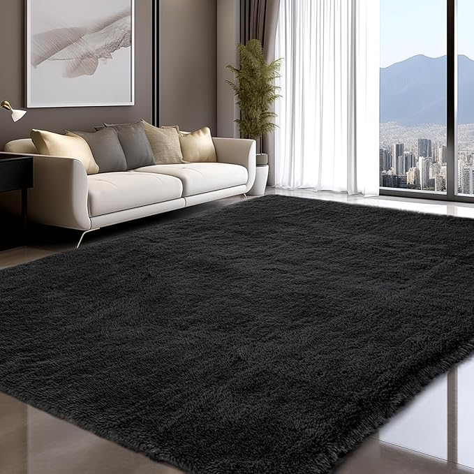 Sour Lemon 10x14 Area Rugs for Bedroom, Fluffy Rugs for Living Room, Large Area Rug Shag Shaggy Carpet Soft Plush Furry Bedside Rug, Machine Washable Area Rugs for Kids Girls Boys Home Decor Anti Slip