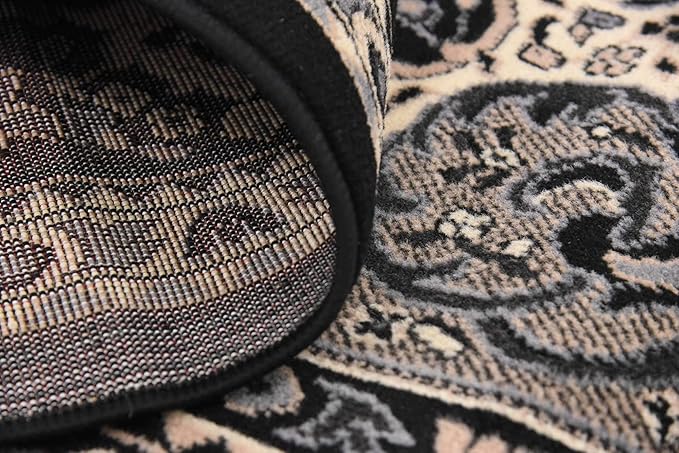 Unique Loom Reza Collection Traditional Persian Style Area Rug, 8' 0" x 8' 0", Black/Beige