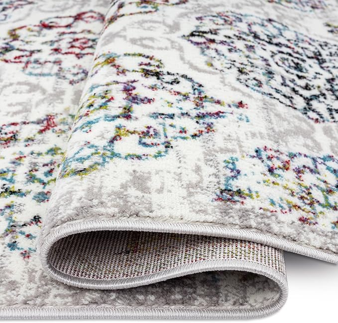 Home Dynamix Boho Celeste Transitional Damask Area Rug Ivory/Blue/Black, 5'2"x7'2"