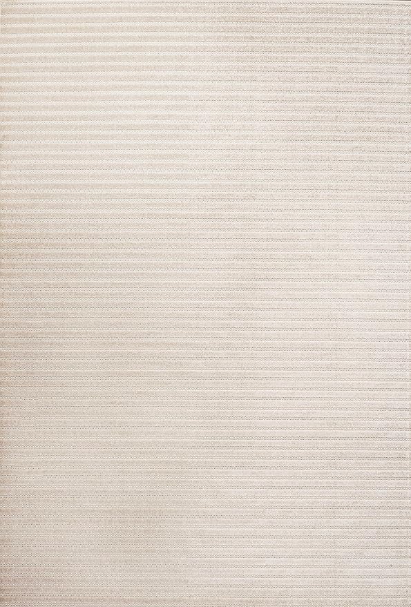 JONATHAN Y Aarhus High-Low Striped Ivory/Cream Indoor/Outdoor Area Rug 8x10, Minimalist Geometric, Classic, Farmhouse, Cottage, Minimalist, Bedroom, Kitchen, Living Room, Non Shedding (SCN102B-8)