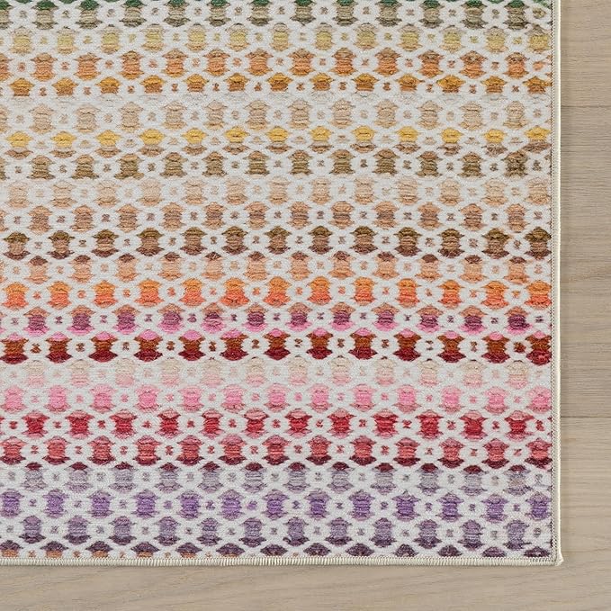 Dash & Albert Poppy Multi Machine Washable Rug, 7.5 X 9.5 Feet, Multicolored Geometric Pattern