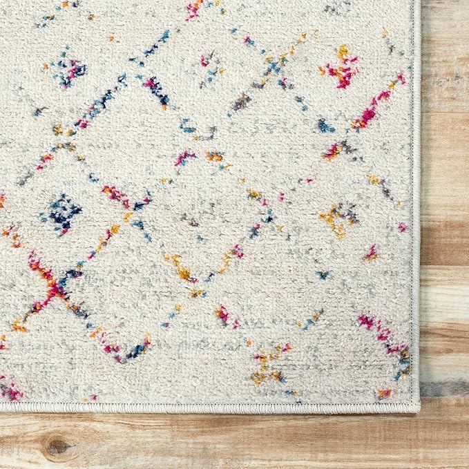 nuLOOM Oval 3x5 Moroccan Blythe Area Rug, Light Multicolor, Faded Bohemian Design, Stain Resistant, For Bedroom, Dining Room, Living Room, Hallway, Office, Kitchen, Entryway