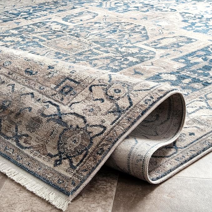 nuLOOM Harriet Vintage Medallion Fringe Area Rug - 2x8 Runner Rug Traditional Grey/Multicolor Rugs for Living Room Bedroom Dining Room Entryway Hallway Kitchen