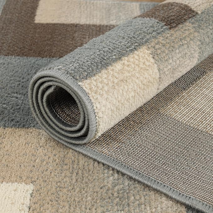 Superior Indoor Runner Rug, Jute Backing, Home Decor for Bedroom, Living Room, Office, Kitchen, Hallway, Floor Cover, Patchwork, Color Block, Plush, Clifton Collection, 2' 7" x 8', Multi Color