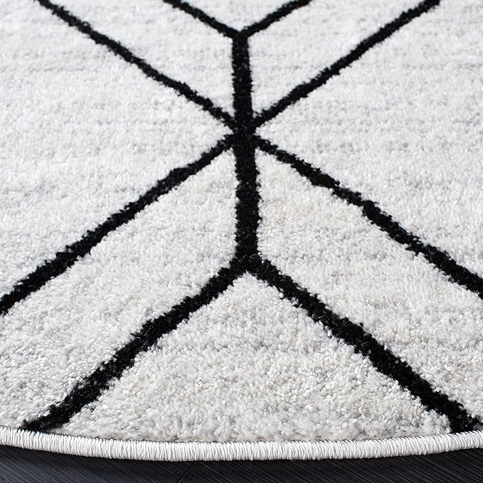 SAFAVIEH Adirondack Collection 6' Round Ivory/Black ADR241A Modern Geometric Non-Shedding Living Room Dining Bedroom Foyer Area Rug