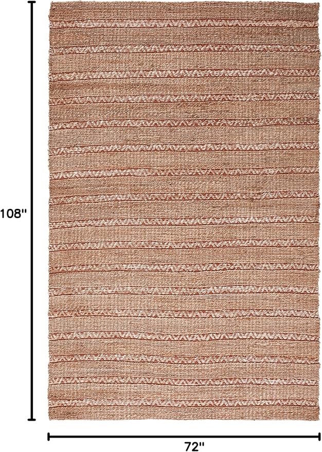 SAFAVIEH Natural Fiber Collection Area Rug - 6' x 9', Rust & Natural, Handmade Flat Weave Stripe Jute & Cotton Jute, Ideal for High Traffic Areas in Living Room, Bedroom (NFB655P)