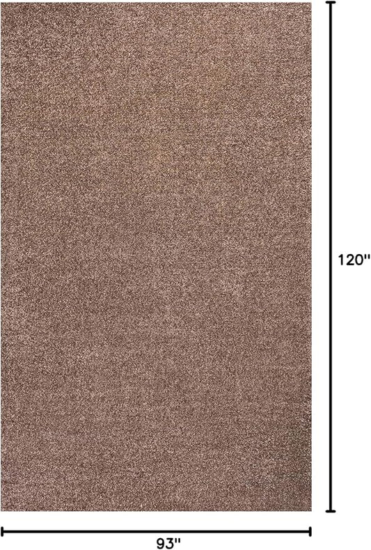 Eyely UES100J-8 Supersoft Haze Solid Low-Pile Indoor Area Rug Casual;Contemporary;Solid;Traditional, Bedroom, Kitchen, Living Room, Easy-Cleaning, Non-Shedding, 8 X 10, Brown