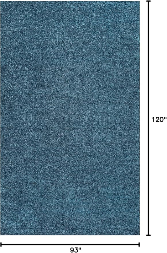 Eyely UES100H-8 Supersoft Haze Solid Low-Pile Indoor Area Rug Casual;Contemporary;Solid;Traditional, Bedroom, Kitchen, Living Room, Easy-Cleaning, Non-Shedding, 8 X 10, Turquoise