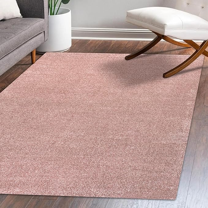 Eyely UES100P-9 Supersoft Haze Solid Low-Pile Indoor Area Rug Casual;Contemporary;Solid;Traditional, Bedroom, Kitchen, Living Room, Easy-Cleaning, Non-Shedding, 9 X 12, Pink