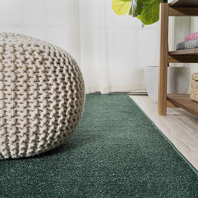 Eyely UES100L-5R Supersoft Haze Solid Low-Pile Indoor Area Rug Casual;Contemporary;Solid;Traditional, Bedroom, Kitchen, Living Room, Easy-Cleaning, Non-Shedding, 5' Round, Emerald