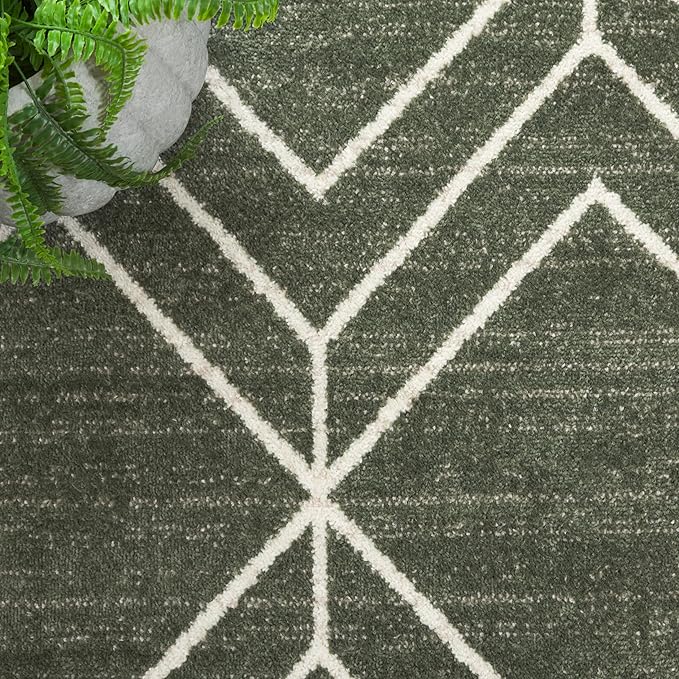 SAFAVIEH Adirondack Collection Area Rug - 9' x 12', Dark Green & Ivory, Transitional Design, Stain Resistant, Ideal for High Traffic Areas in Living Room, Bedroom & Dining Room (ADR241X-9)