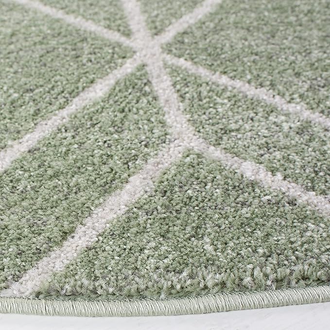 SAFAVIEH Adirondack Collection Area Rug - 8' Round, Sage & Ivory, Modern Geometric Design, Non-Shedding & Easy Care, Ideal for High Traffic Areas in Living Room, Bedroom (ADR241Y)