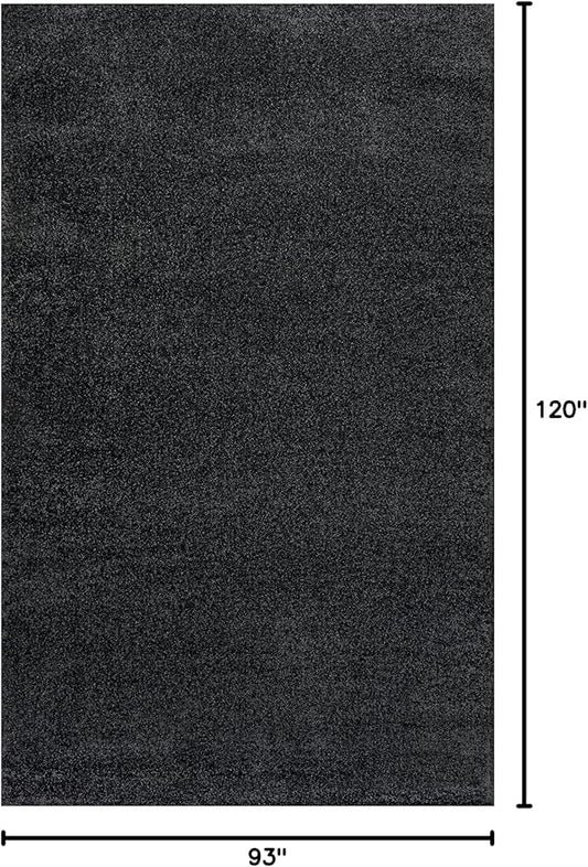 Eyely UES100I-8 Supersoft Haze Solid Low-Pile Indoor Area Rug Casual;Contemporary;Solid;Traditional, Bedroom, Kitchen, Living Room, Easy-Cleaning, Non-Shedding, 8 X 10, Black