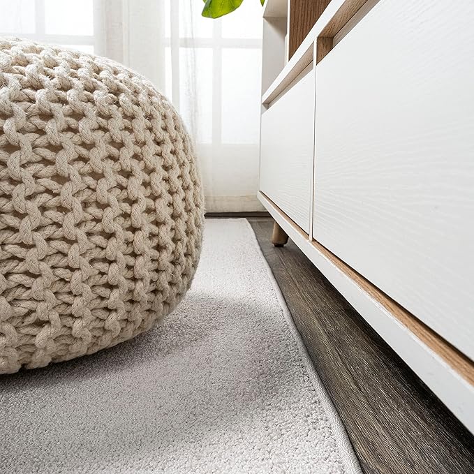 Eyely UES100D-28 Supersoft Haze Solid Low-Pile Indoor Runner Rug Casual;Contemporary;Solid;Traditional, Bedroom, Kitchen, Living Room, Easy-Cleaning, Non-Shedding, 2 X 8, Ivory