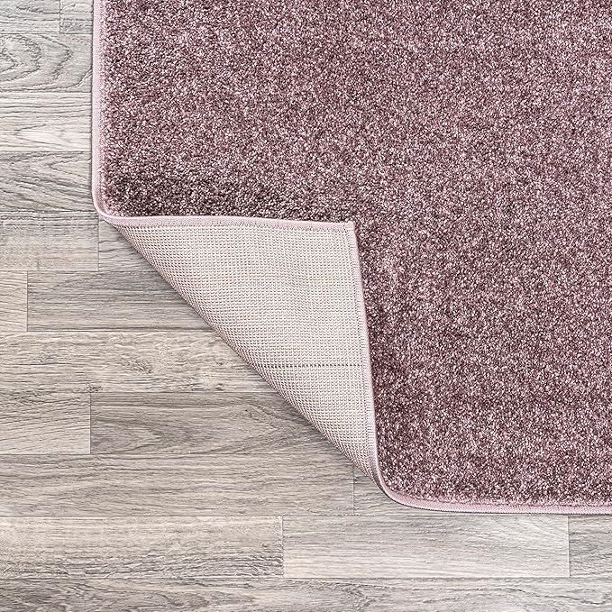 Eyely UES100R-5R Supersoft Haze Solid Low-Pile Indoor Area Rug Casual;Contemporary;Solid;Traditional, Bedroom, Kitchen, Living Room, Easy-Cleaning, Non-Shedding, 5' Round, Light Purple