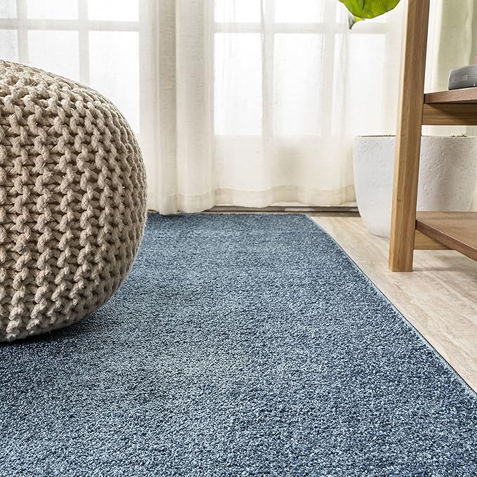 Eyely UES100C-210 Supersoft Haze Solid Low-Pile Indoor Runner Rug Casual;Contemporary;Solid;Traditional, Bedroom, Kitchen, Living Room, Easy-Cleaning, Non-Shedding, 2 X 10, Navy