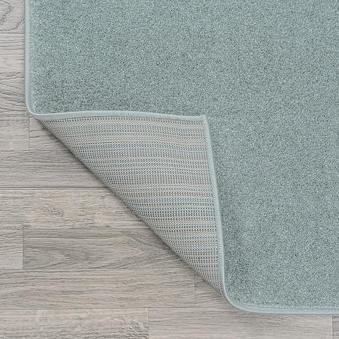 Eyely UES100S-14 Supersoft Haze Solid Low-Pile Indoor Area Rug, Coastal, Bohemian, Minimalist, Classic, Casual for Bedroom,Kitchen,Living Room,Non Shedding,Easy-Washing, Blue, 10 X 14