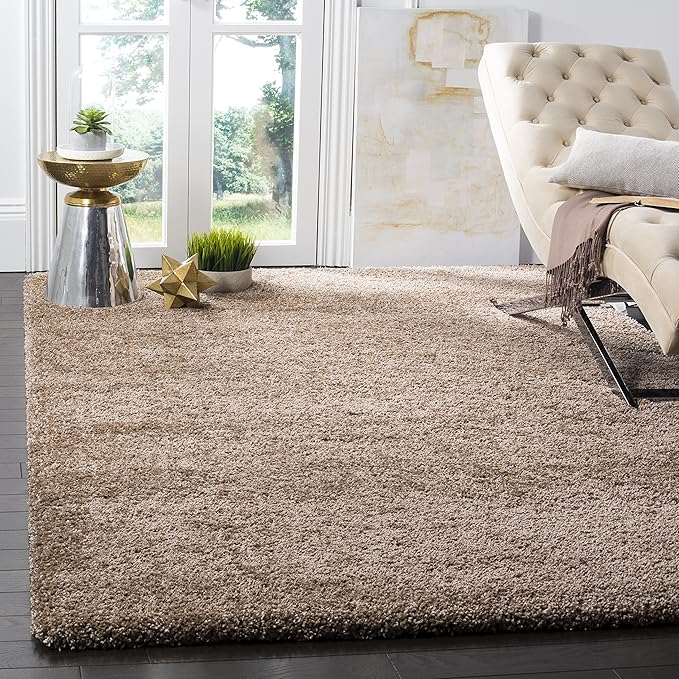SAFAVIEH Milan Shag Collection 11' Square Dark Beige SG180 Solid Non-Shedding Living Room Bedroom Dining Room Entryway Plush 2-inch Thick Area Rug