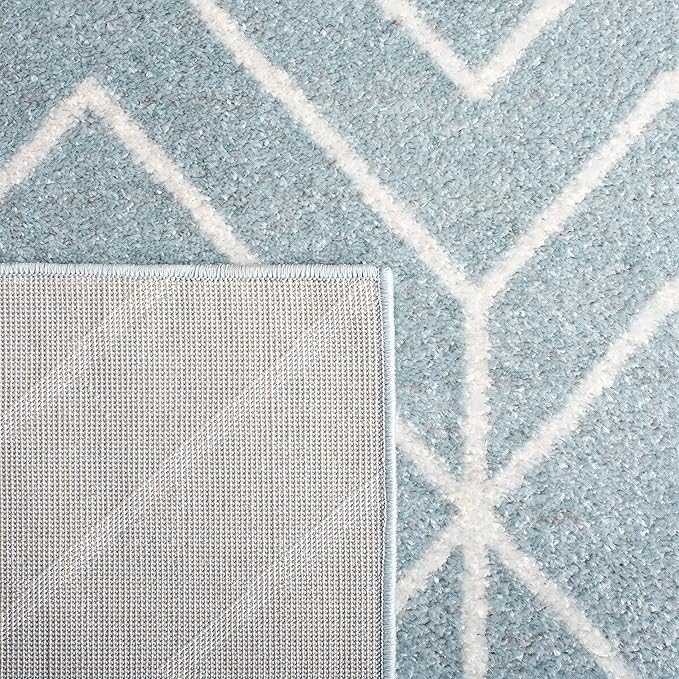 SAFAVIEH Adirondack Collection Area Rug - 6' Square, Blue & Ivory, Modern Geometric Design, Non-Shedding & Easy Care, Ideal for High Traffic Areas in Living Room, Bedroom (ADR241M)