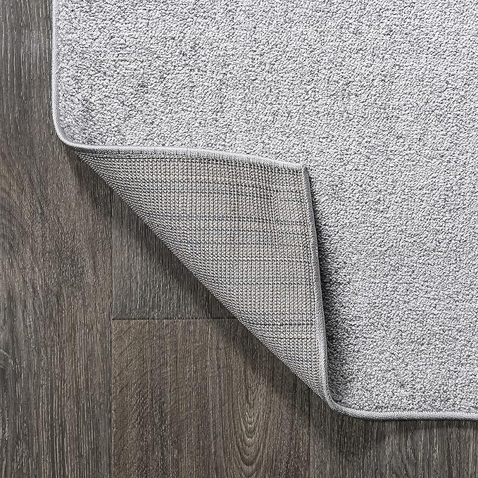 Eyely UES100K-214 Supersoft Haze Solid Low-Pile Indoor Runner Rug, Coastal, Bohemian, Minimalist, Classic, Casual for Bedroom,Kitchen,Living Room,Non Shedding,Easy-Washing, Gray, 2 X 14