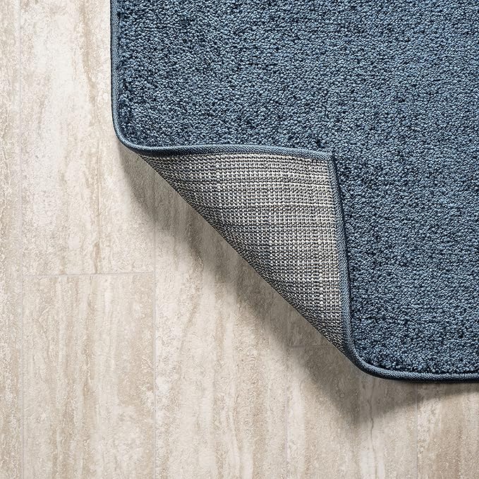 Eyely UES100C-9SQ Supersoft Haze Solid Low-Pile Indoor Area Rug, Coastal, Bohemian, Minimalist, Classic, Casual for Bedroom,Kitchen,Living Room,Non Shedding,Easy-Washing, Blue, 9' Square