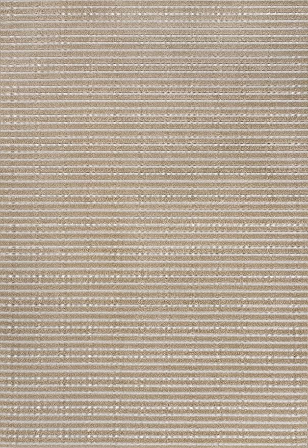 JONATHAN Y Aarhus High-Low Striped Beige Indoor/Outdoor Area Rug 4x6, Minimalist Geometric, Classic, Farmhouse, Cottage, Vintage for Bedroom,Kitchen,Living Room,Non Shedding,Easy-Washing (SCN102C-4)
