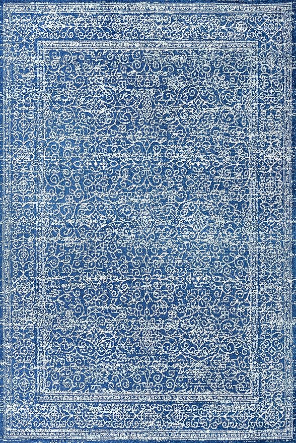 JONATHAN Y Bohemian Ferro Filigree Blue Indoor Area Rug, 3x5, Vintage, Casual, Transitional, Easy-Cleaning for Living Room, Bedroom, Kitchen, Pet Friendly, Non-Shedding (BMF108B-3)