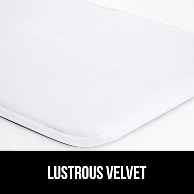 GORILLA GRIP Thick Memory Foam Bath Rugs, Soft Absorbent Velvet Bathroom Mats, Durable Dots on Underside, Machine Washable Bathmat, Carpet Rug Room Decor for Shower Floor, 24x17 Mat, White