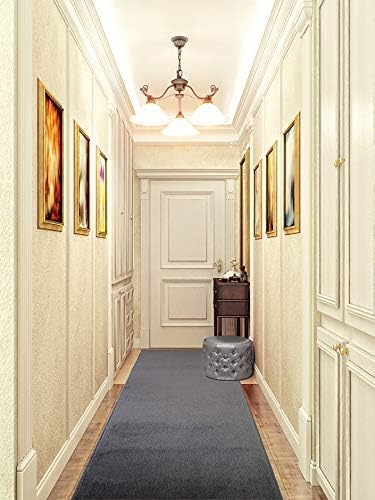 Custom Size Hallway Runner Rug, Slip/Skid Resistant, 26 Inch Wide X Your Choice of Lenght, Anthracite Grey, 26 Inch Width X 28 Feet Length, Sold and Priced Per Foot