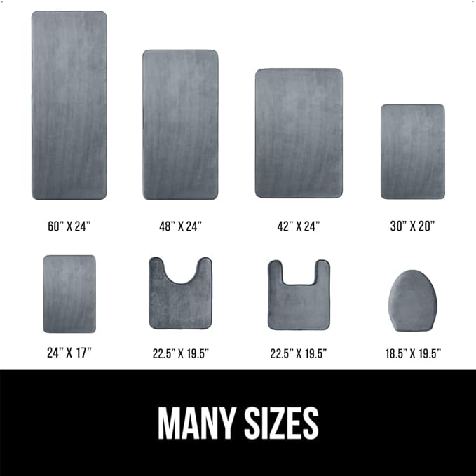 GORILLA GRIP Memory Foam Bath Rugs, Soft Absorbent Velvet Bathroom Mats, Durable Dots on Underside, Machine Washable Bathmat, Carpet Rug Room Decor for Shower Floor, 24x17 Mat, Graphite Gray