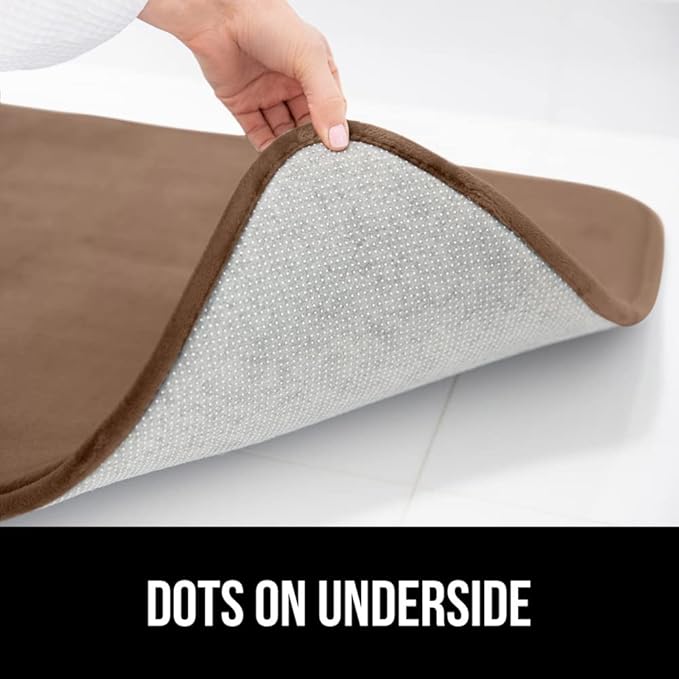 GORILLA GRIP Memory Foam Bath Mat, Soft Absorbent Velvet Bathroom Mats, Durable Dots on Underside, Machine Washable Bathmat, Carpet Rug Room Decor for Shower Tub Floor RV, 48x24 Rugs, Taupe