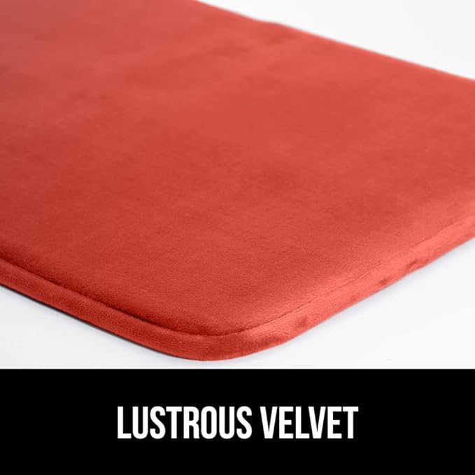 GORILLA GRIP Memory Foam Bath Mat, Soft Absorbent Velvet Bathroom Mats, Durable Dots on Underside, Machine Washable Bathmat, Carpet Rug Room Decor for Shower Tub Floor RV, 36x24 Rugs, Coral