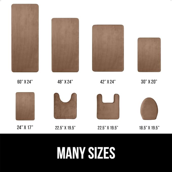 GORILLA GRIP Memory Foam Bath Mat, Soft Absorbent Velvet Bathroom Mats, Durable Dots on Underside, Machine Washable Bathmat, Carpet Rug Room Decor for Shower Tub Floor RV, 48x24 Rugs, Taupe