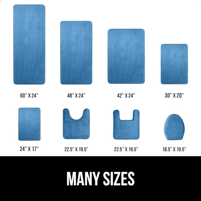 GORILLA GRIP Memory Foam Bath Rugs, Soft Absorbent Velvet Bathroom Mats, Durable Dots on Underside, Machine Washable Bathmat, Carpet Rug Room Decor for Shower Floor, 24x17 Mat, Caribbean Blue