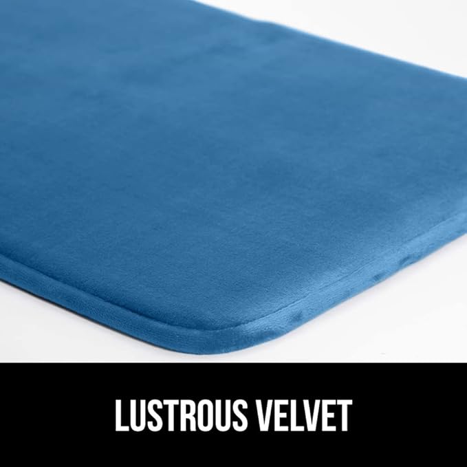 GORILLA GRIP Memory Foam Bath Rugs, Soft Absorbent Velvet Bathroom Mats, Durable Dots on Underside, Machine Washable Bathmat, Carpet Rug Room Decor for Shower Floor, 24x17 Mat, Caribbean Blue