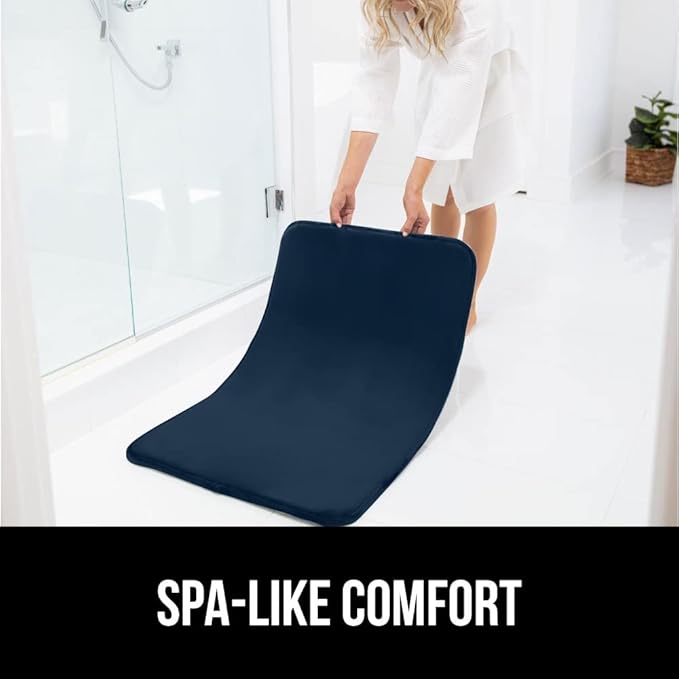 GORILLA GRIP Memory Foam Bath Rugs, Soft Absorbent Velvet Bathroom Mats, Durable Dots on Underside, Machine Washable Bathmat, Carpet Rug Room Decor for Shower Floor, 30x20 Mat, Navy Blue