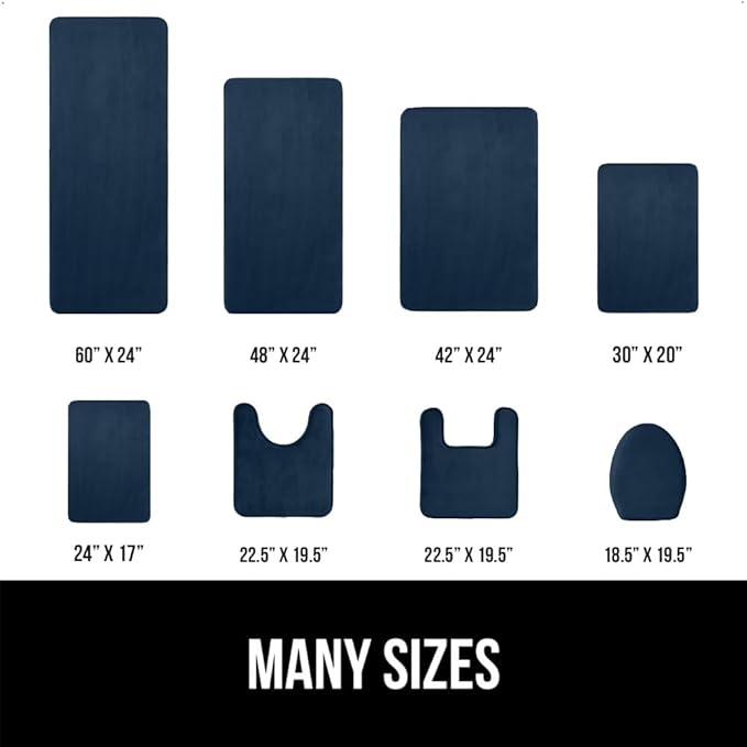 GORILLA GRIP Memory Foam Bath Rugs, Soft Absorbent Velvet Bathroom Mats, Durable Dots on Underside, Machine Washable Bathmat, Carpet Rug Room Decor for Shower Floor, 30x20 Mat, Navy Blue