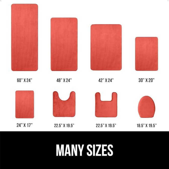 GORILLA GRIP Memory Foam Bath Mat, Soft Absorbent Velvet Bathroom Mats, Durable Dots on Underside, Machine Washable Bathmat, Carpet Rug Room Decor for Shower Tub Floor RV, 36x24 Rugs, Coral