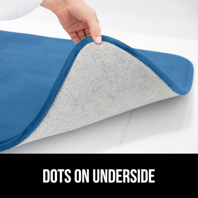 GORILLA GRIP Memory Foam Bath Rugs, Soft Absorbent Velvet Bathroom Mats, Durable Dots on Underside, Machine Washable Bathmat, Carpet Rug Room Decor for Shower Floor, 24x17 Mat, Caribbean Blue
