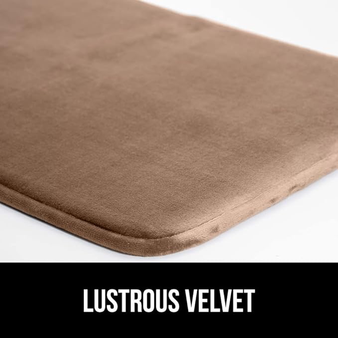 GORILLA GRIP Memory Foam Bath Mat, Soft Absorbent Velvet Bathroom Mats, Durable Dots on Underside, Machine Washable Bathmat, Carpet Rug Room Decor for Shower Tub Floor RV, 48x24 Rugs, Taupe