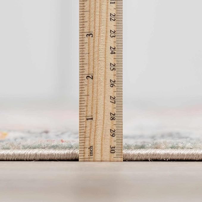 Bolinas Traditional Oriental Living Room Area Rug - Bohemian Vintage Look - Boho Style - Contemporary Abstract Carpet - Multicolor, Beige, Red, Green - 7'10" x 10'3"