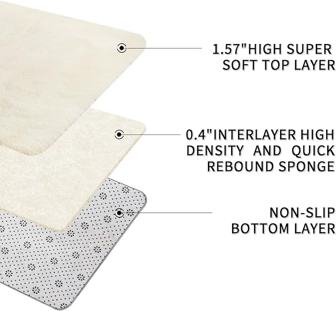 Sour Lemon 6x9 Area Rugs for Bedroom, Living Room Fluffy Rug, Large Area Rug Shag Shaggy Carpet Soft Plush Furry Bedside Rugs, Machine Washable Area Rugs for Kids Girls Boys Home Decor Anti Slip