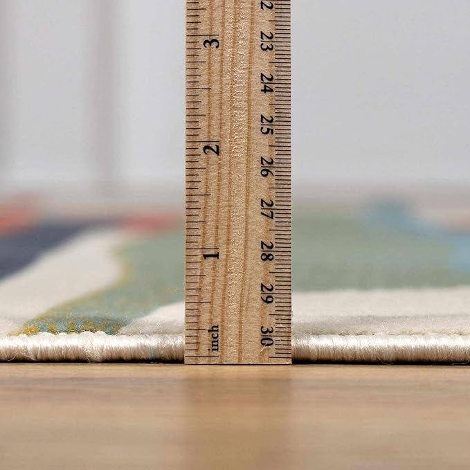 Hauteloom Aquino Modern Multicolor Area Rug for Living Room, Bedroom, Kids Room - Contemporary Colorful Rainbow Striped Carpet - Red, Yellow, Blue, Green - 6'7" x 9'