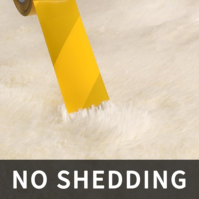 Sour Lemon Area Rugs 9x12 Living Room, Cream Large Area Rug Shag Shaggy Carpet Soft Plush Furry Bedside Rug, Machine Washable Area Rugs for Bedroom Kids Girls Boys Home Decor Anti Slip